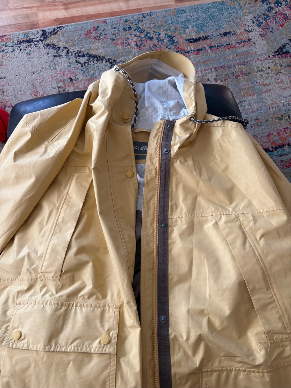Women's Yellow Hooded Rain Jacket - Eddie Bauer- 2x